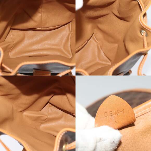 CELINE Macadam Canvas Backpack Pvc Leather Brown Gold - Picture 12 of 12